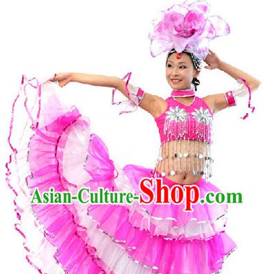 Professional Stage Performance Team Dance Costumes and Headdress for Women