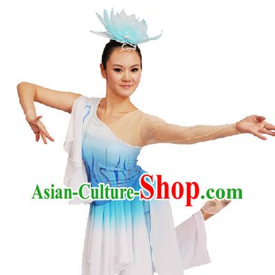 Professional Stage Performance Classical Dance Costumes and Headdress for Women - Zai Shui Yi Fang