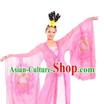 Classical Dance Team Wide Sleeves Costumes and Headdress