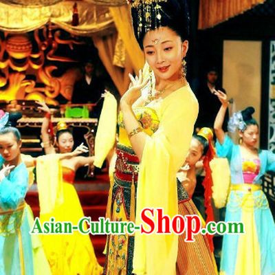 Ancient Chinese Empress Dance Costumes and Hair Clasps Complete Set for Women
