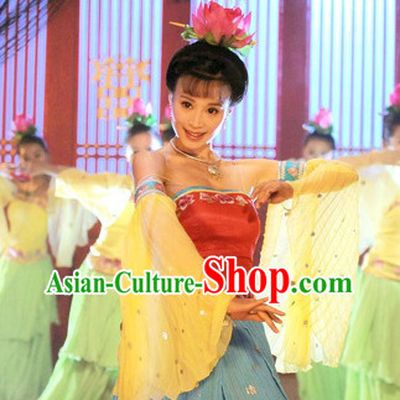Tang Dynasty Palace Dancing Costumes and Headdress for Women