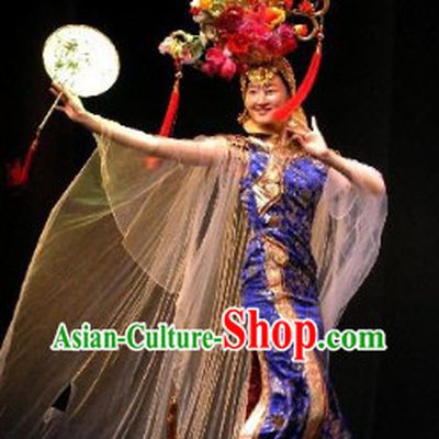 Long Tail Qipao and Headdress Complete Set