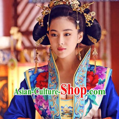 Tang Dynasty Female Emperor Imperial Court Wig and Hair Jewelry Set