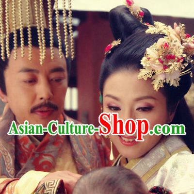 Traditional Chinese Emperor and Empress Headwear 2 Sets