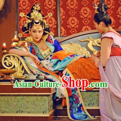 Chinese Tang Empress Hair Decorations and Clothes Complete Set