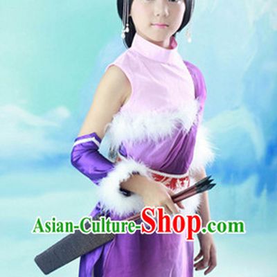 Ancient Chinese Archer Costumes and Hair Decorations for Children