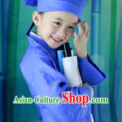 Ancient Chinese School Student Costume and Hat for Kids