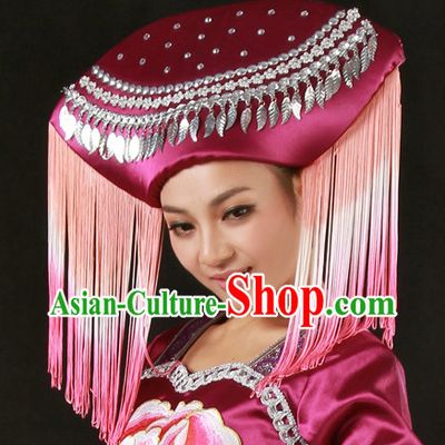 Chinese Zhuang Ethnic Dance Costumes and Headdress for Women