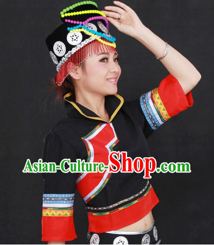 Chinese Nu Ethnic Group Dresses and Hat for Women