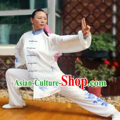 Blue Flower Kung Fu Tai Chi Silk Uniform
