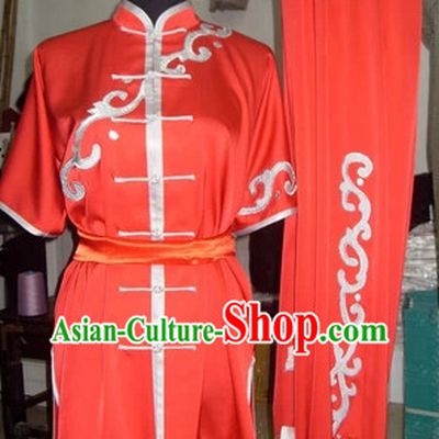Professional Red Kung Fu Tai Chi Silk Uniform