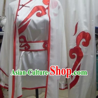 Professional White Embroidery Kung Fu Tai Chi Silk Dresses