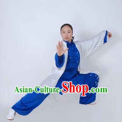 Top Blue and White Martial Arts Tai Chi Silk Clothes