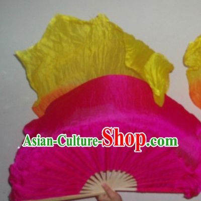 Traditional Color Transition Long Silk Dancing Fan