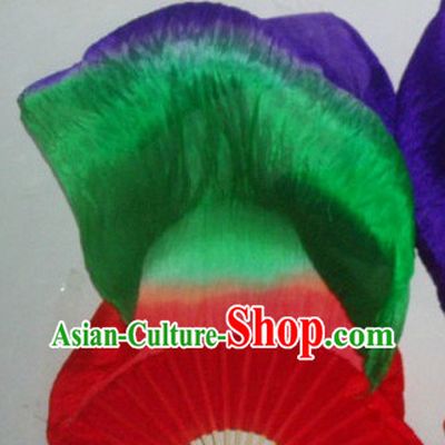 71 Inches Long Color Transition Silk Dancing Ribbon Fan