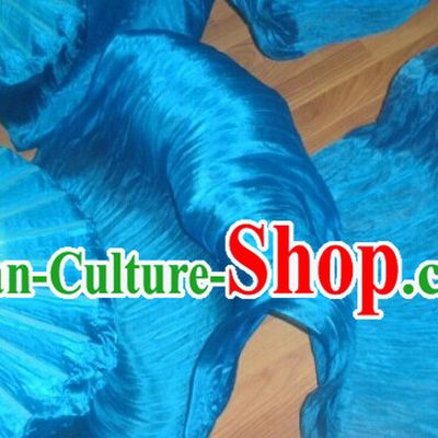 Professional Dancer Long Silk Blue Dance Fan