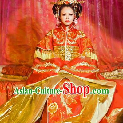 Yang Guifei Tang Dynasty Empress Phoenix Wedding Clothing and Hair Accessories for Women