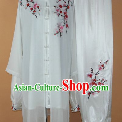 Embroidered Plum Blossom Silk Kung Fu Tai Chi Clothes Complete Set