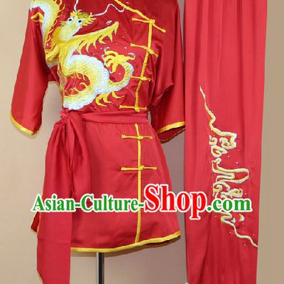 Silk Martial Arts Embroidered Dragon Uniforms Complete Set