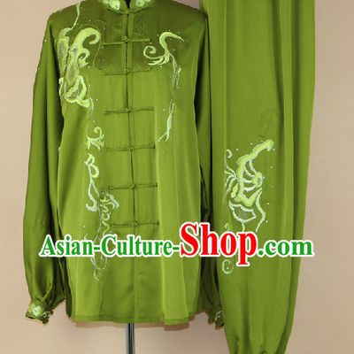 Traditional Silk Embroidered Flower Butterfly Martial Arts Competition Uniform Complete Set