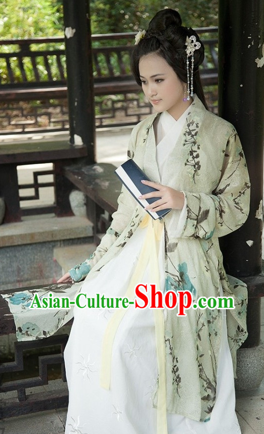 Lin Daiyu Red Chamber Costumes and Hair Accessories Complete Set