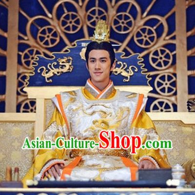 Chinese Tang Imperial Emperor Costume and Crown Complete Set