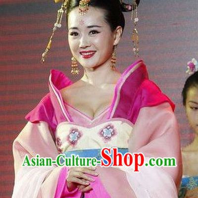 Chinese Tang Dynasty Princess Clothes and Hair Accessories Complete Set