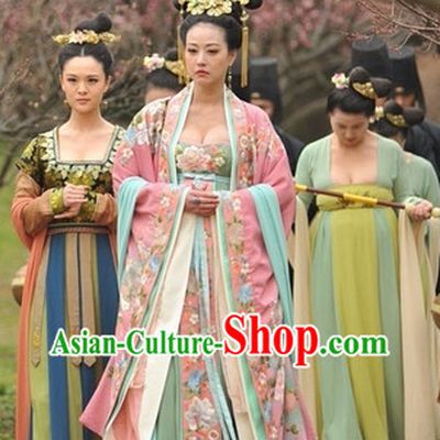 Asian Tang Dynasty Empress Clothing and Hair Accessories Complete Set