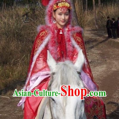 Wang Zhaojun Chinese Minority Outfit Clothing and Hat Complete Set