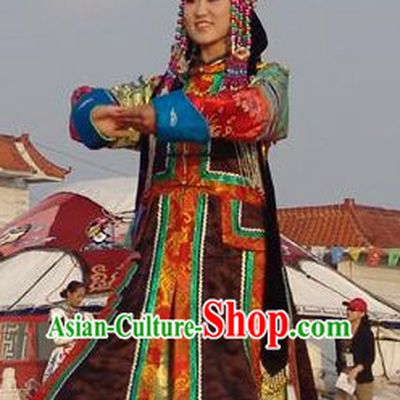 Mongolian Wedding Ceremonial Clothing and Hats Complete Sets