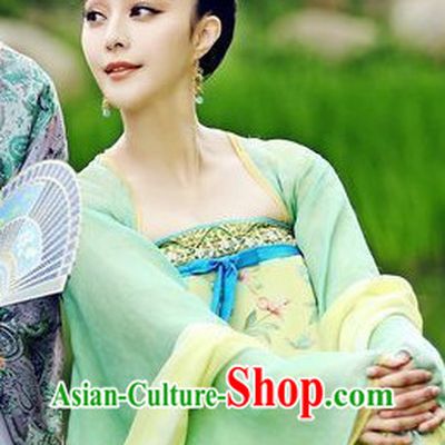 Chinese Tang Dynasty Clothing Sexy Dresses and Hair Jewelry Complete Set