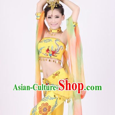 Chinese Flying Apsaras Dance Cstumes and Hair Jewelry Complete Set