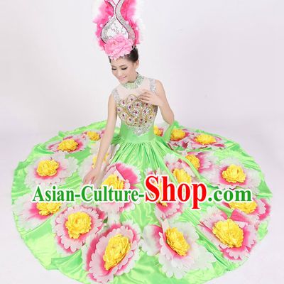 Custom Made Floral Dance Costumes and Hat
