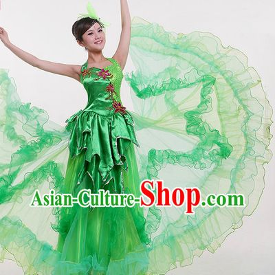China Green Dance Costumes and Headpieces for Women