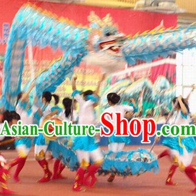 Lightweight Blue Chinese Dragon Dance Costume for 10 People