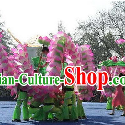 Handmade Lotus Flower Chinese New Year Dragon Dance Costume Complete Set
