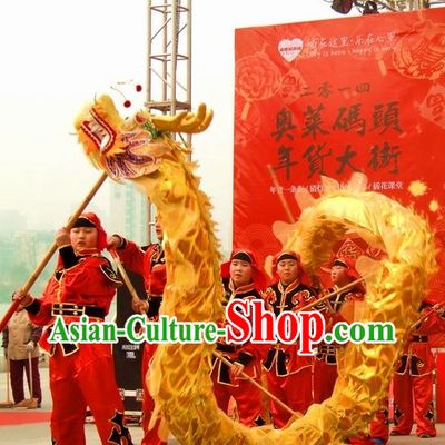 12 Meters Brand New Gold Chinese Dragon Dance Costume Complete Set for 8 Kids