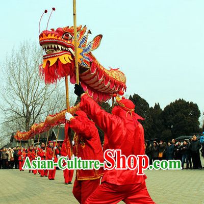 14 Meters Brand New Gold Chinese Dragon Dance Costume Complete Set for 8 People