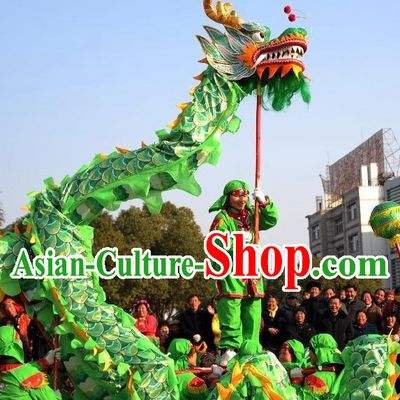 10 Meters Brand New Green Chinese Dragon Dance Costume Complete Set for 6 People