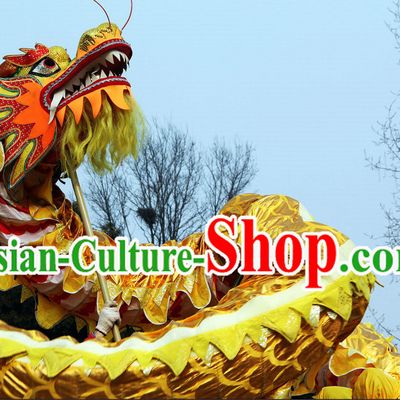 10 Meters Brand New Gold Chinese Dragon Dance Costume Complete Set