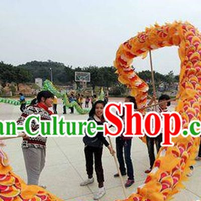 16 Meters China Yellow Red Dragon Dance Equipments for 10 Teenagers