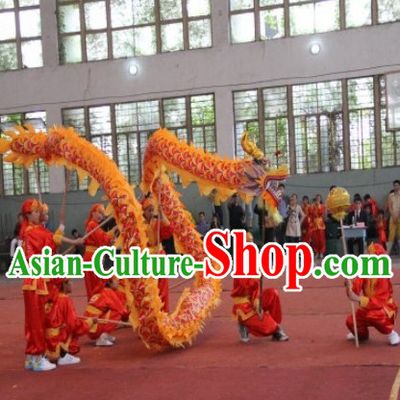12 Meters Chinese Yellow Red Dragon Dance Equipment for 8 Kids