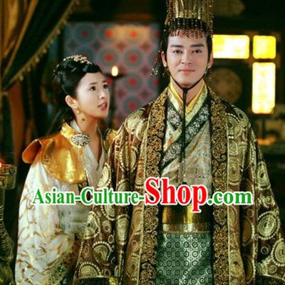 Ancient Chinese Emperor Clothing and Crown Complete Set