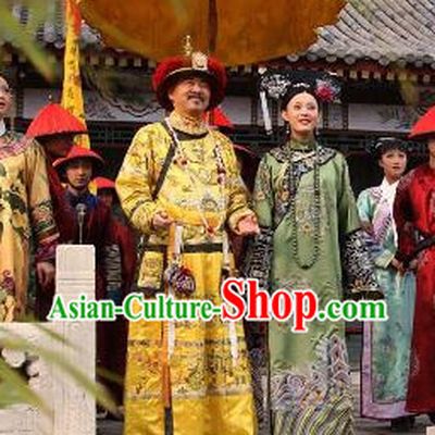 Ancient Chinese Emperor and Empress Costumes and Hair Accessories Complete Set