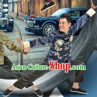 Traditional Chinese Dragon Embroidery Blouse and Pants Complete Set