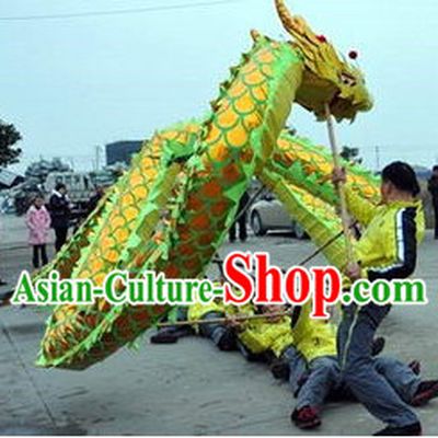Green Gold Dragon Dance Equipments Complete Set