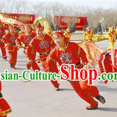 Traditional Red Dragon Dancer Uniform