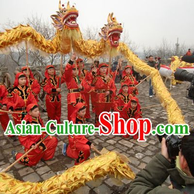 Parade and Competition Shinning Gold Dragon Dance National Costumes Complete Set for Eight Kids