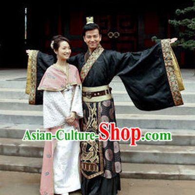 Black Chinese Hanfu Clothing and Headpieces for Men
