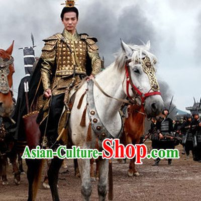 Gold Chinese Emperor Armor Clothing and Crown for Men